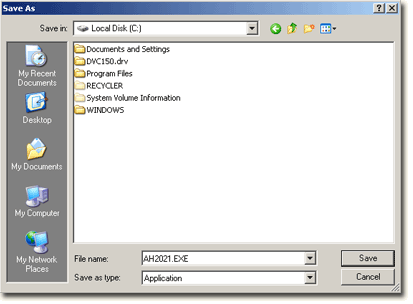 Windows file save dialog panel