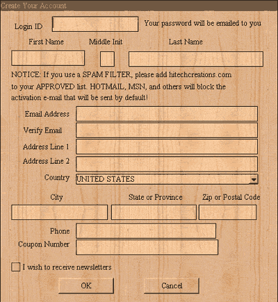 Account information for Aces High WW2 flight simulator game