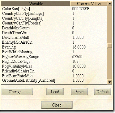 Aces High Arena Settings Variables