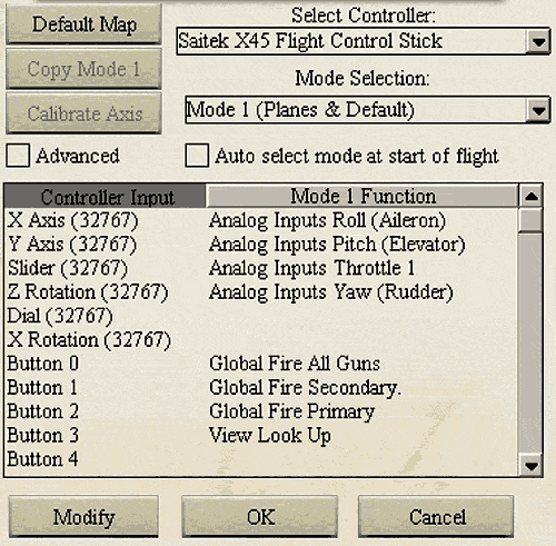 Joystick mapping panel