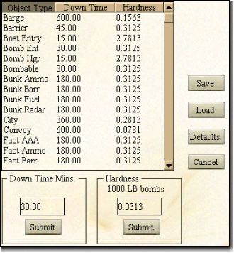 Game object settings and configuration in Aces High